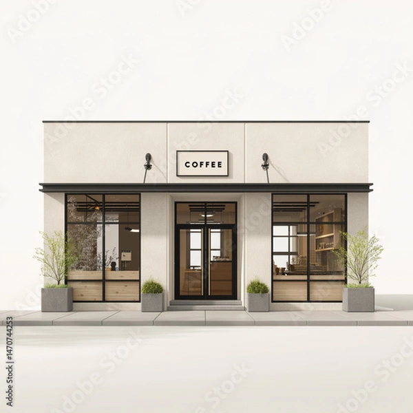 Obraz Coffee Shop front-facing orthographic view
