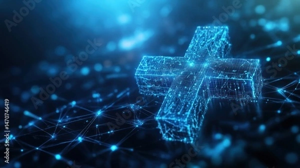 Obraz Digital plus symbol, network connection