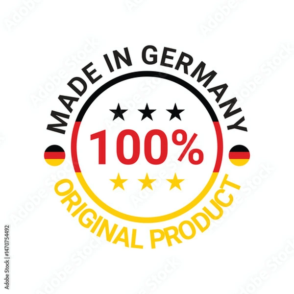 Obraz made in germany 100% original stamp circle logo vector design