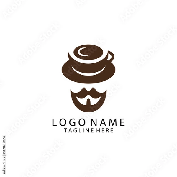 Fototapeta coffee man logo design vector