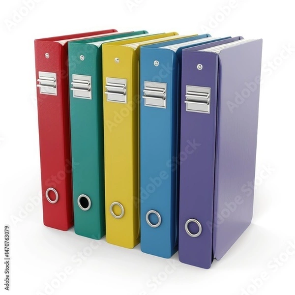 Obraz Colorful file folders in a stack, representing organized documents.