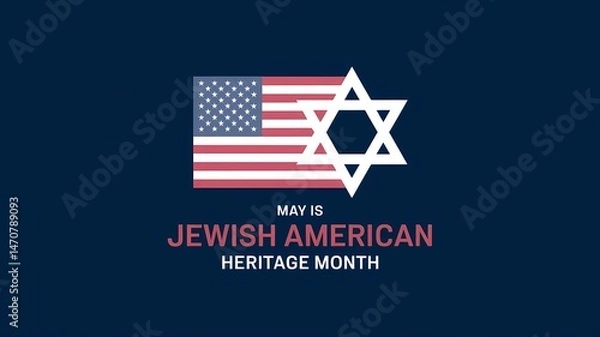 Obraz Jewish American Heritage Month Digital Banner With American Flag And Star Of David On A Deep Blue Background