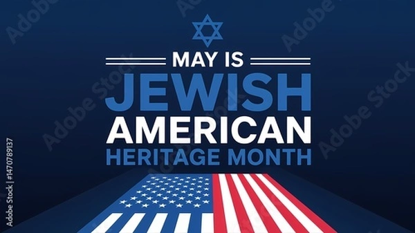 Obraz Jewish American Heritage Month Recognition With Star Of David And United States Flag On A Dark Blue Background