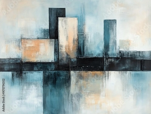 Fototapeta Abstract cityscape painting with muted colors