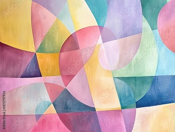 Fototapeta Abstract colorful shapes, vibrant geometric patterns