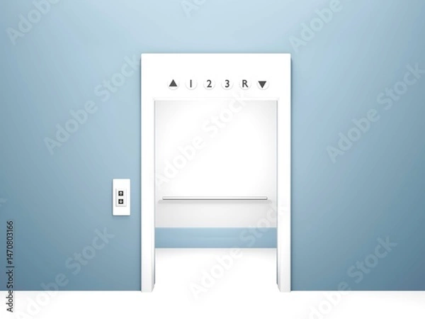 Obraz 3Dレンダリングのドアが開いているエレベーター