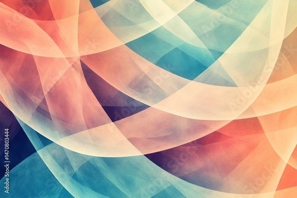 Fototapeta Abstract design with flowing, translucent ribbons in soft pastel colors