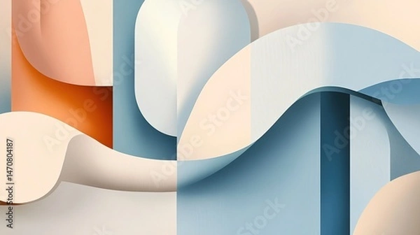 Fototapeta Abstract, dynamic, layered design with soft color palettes
