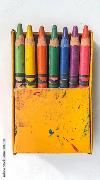 Fototapeta Colorful pencils in a box, ready for creative expression. 