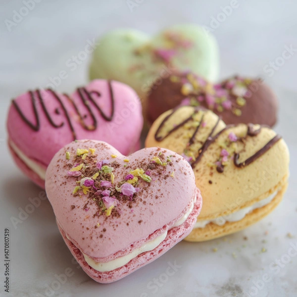 Obraz heart shaped macaroons
