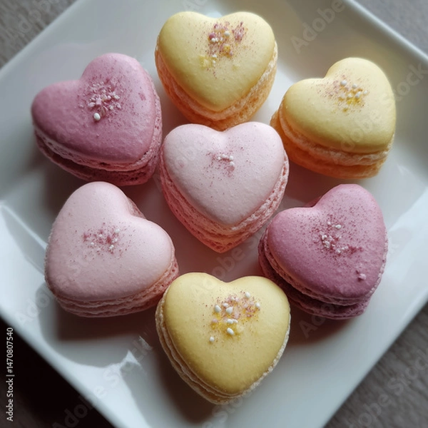 Fototapeta heart shaped macaroons