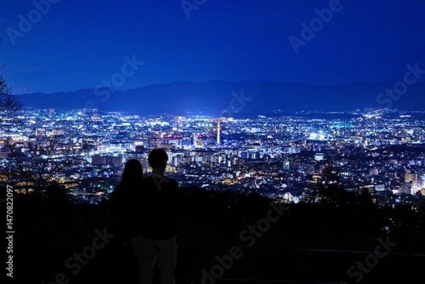 Obraz 【夜景100選】京都府、将軍塚より眺める京都市街の夜景