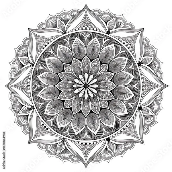 Fototapeta unique black and white mandala design
