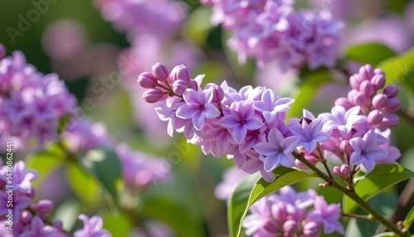Fototapeta a close up of purple flowers with delicate petals, densely packed in a cluster that fills most of th