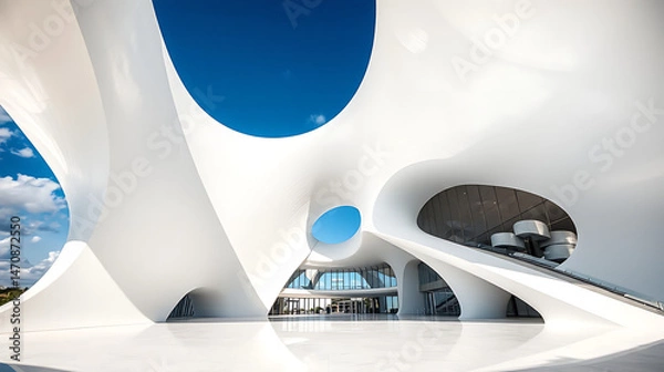 Obraz Close-Up of Futuristic Streamlined Architecture in Harmony with Nature