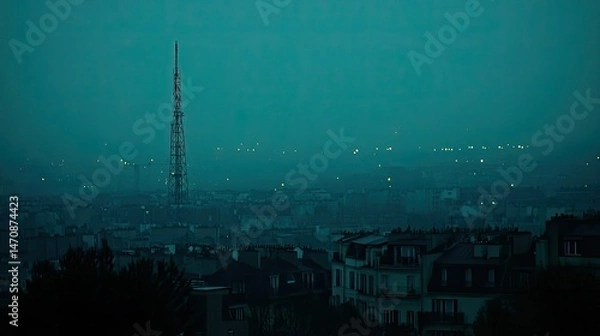 Obraz Misty cityscape at twilight