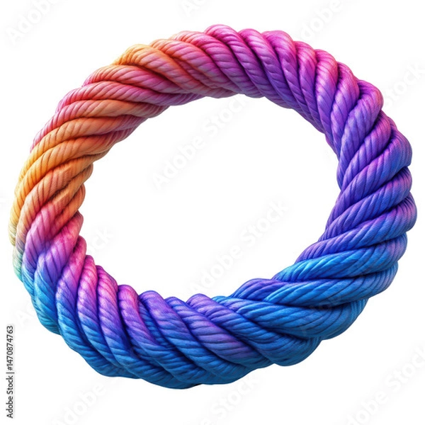 Fototapeta Entwined gradient circle: Vibrant, textured rope creating a mesmerizing circular form