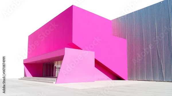 Obraz Minimalist Modern Architecture Featuring Bold Pink and Gray Contrasts