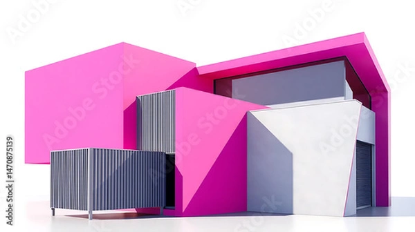 Obraz Minimalist Modern Architecture Featuring Bold Pink and Gray Contrasts
