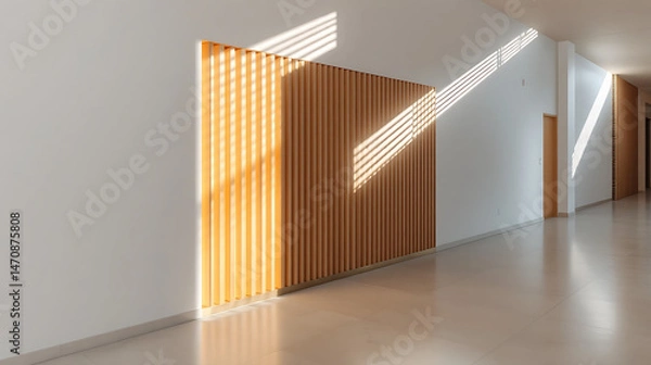 Obraz Modern Minimalist Interior with Dramatic Sunlight and Shadows