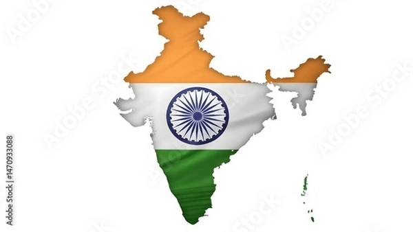 Fototapeta india map with flag