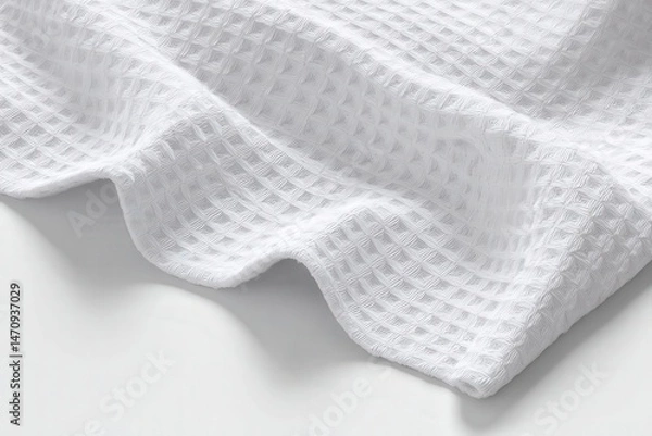 Fototapeta Soft, white waffle weave textile. Luxurious texture and simple elegance.