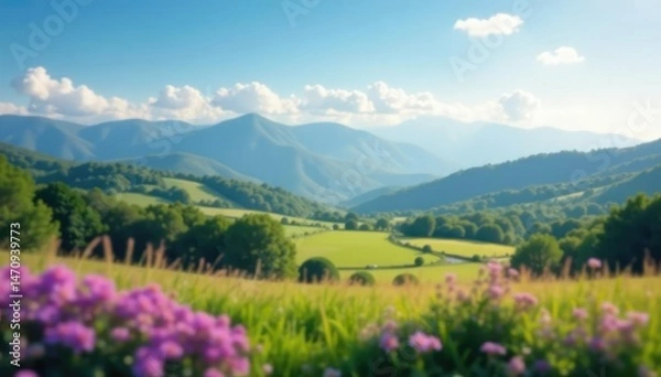 Fototapeta Abstract blurred landscape, perfect for website design, beach, bright