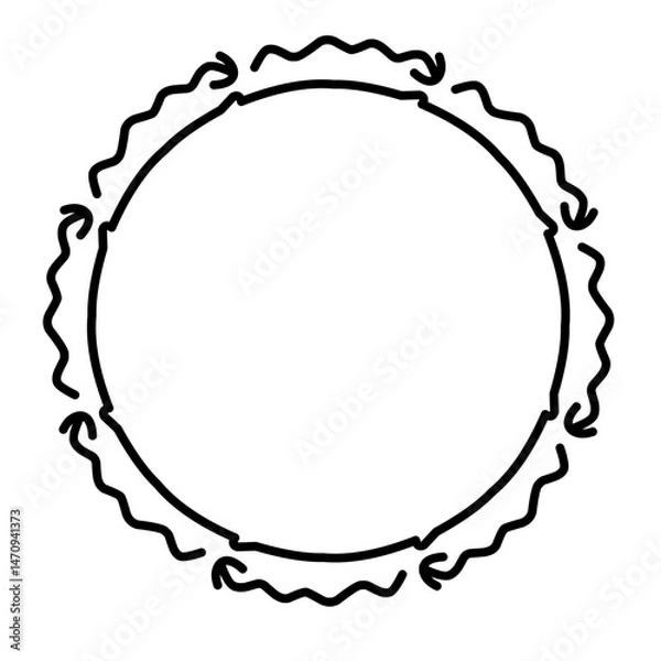 Fototapeta Abstract circular design with wavy edges, symbolizing motion and fluidity in a minimalist style
