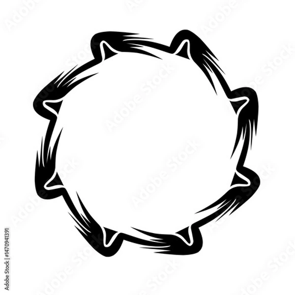 Fototapeta Abstract black circular design with sharp edges, symbolizing energy and movement on a white background