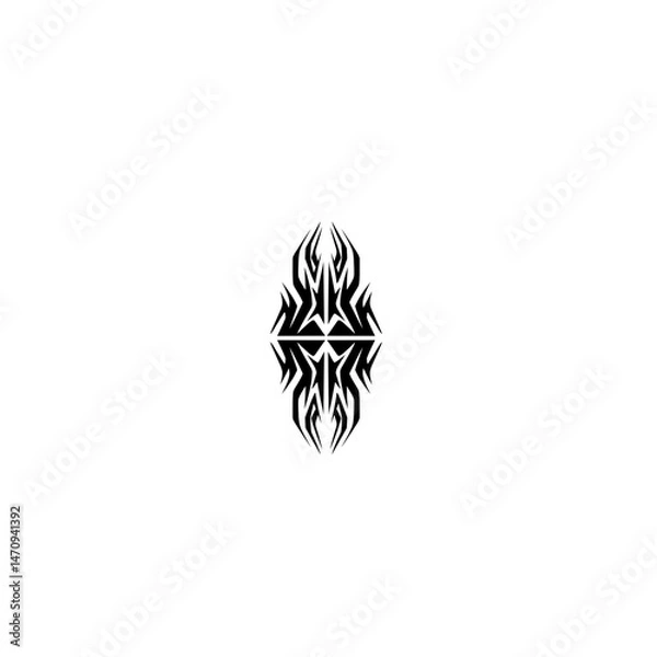 Fototapeta Abstract tribal design featuring sharp, angular shapes with a symmetrical pattern on a white background