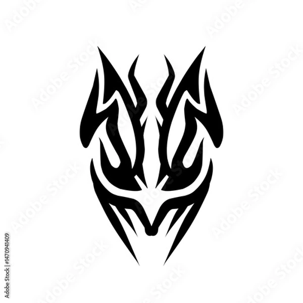 Fototapeta Intricate tribal tattoo design featuring sharp lines and curves, ideal for body art enthusiasts