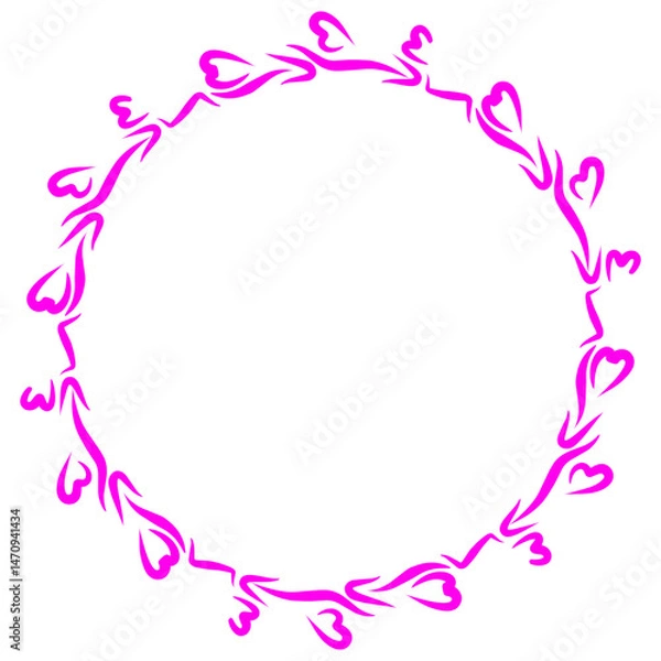 Fototapeta Decorative pink heart-shaped border design with flowing lines, suitable for invitations or cards