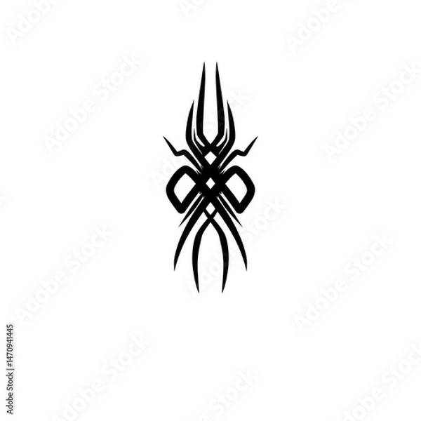Fototapeta Abstract black tribal design featuring intricate patterns and shapes on a white background