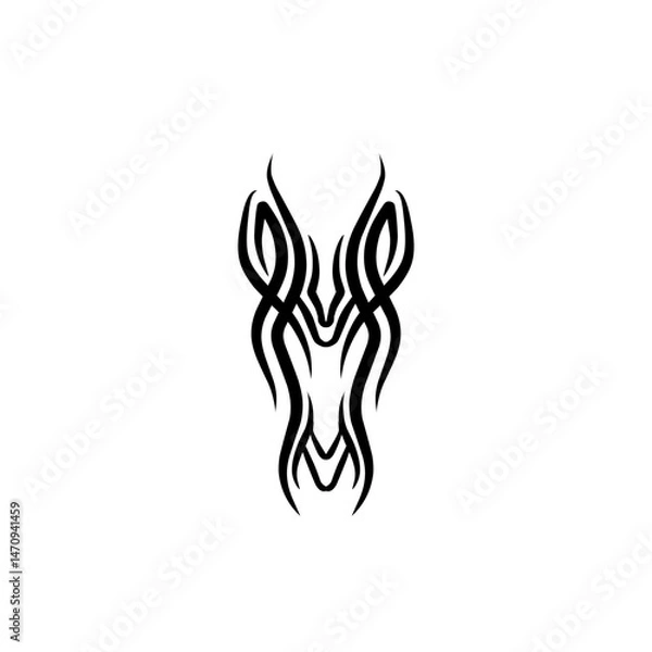Fototapeta Abstract design featuring intricate symmetrical shapes resembling horns against a stark white background