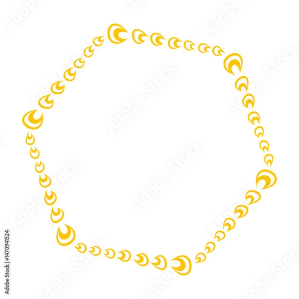 Fototapeta Abstract yellow shapes forming a circular pattern on a white background, ideal for graphic design use