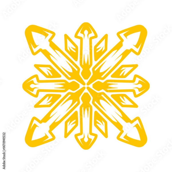 Fototapeta Abstract design featuring yellow arrows radiating outward, creating a dynamic and vibrant pattern