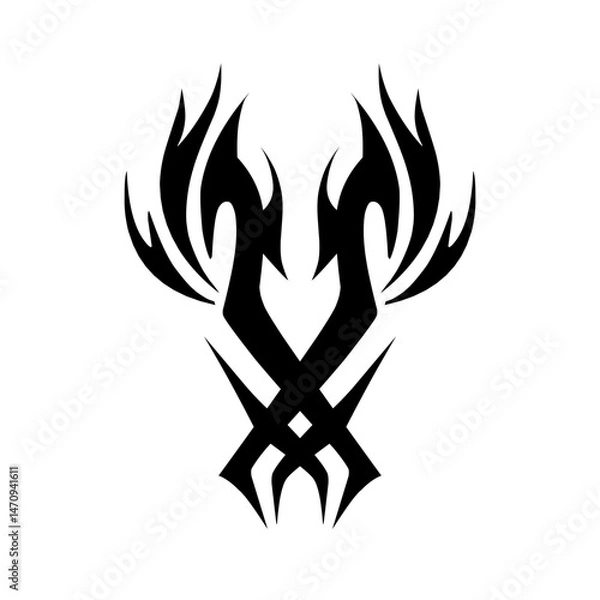 Fototapeta Abstract tribal design featuring symmetrical flames, suitable for tattoos or graphic art projects