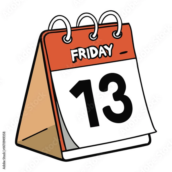 Fototapeta A flip book calendar featuring Friday the 13th, with each page turning to reveal unique, spooky designs or trivia, perfect for adding eerie charm to your desk or home.
