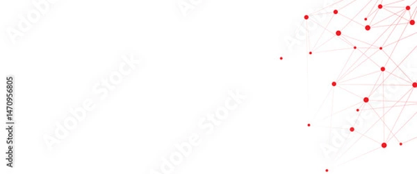 Fototapeta Vector white background with red lines and dots.