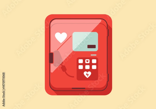 Fototapeta Emergency Automated External Defibrillator AED Safety Cabinet for Healthcare