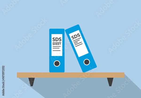 Fototapeta SDS Safety Data Sheets Files on a Shelf Illustration