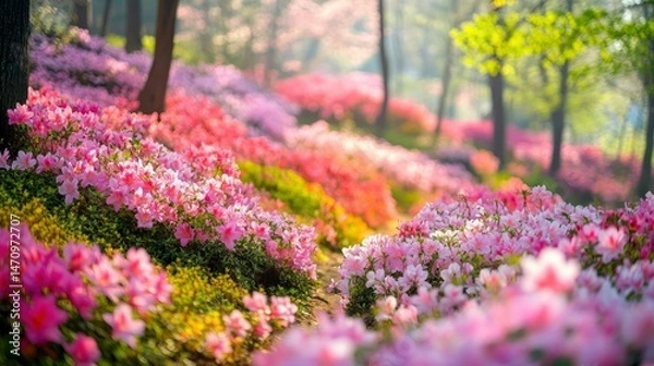 Fototapeta Serene Azalea Hillside in Springtime Bloom