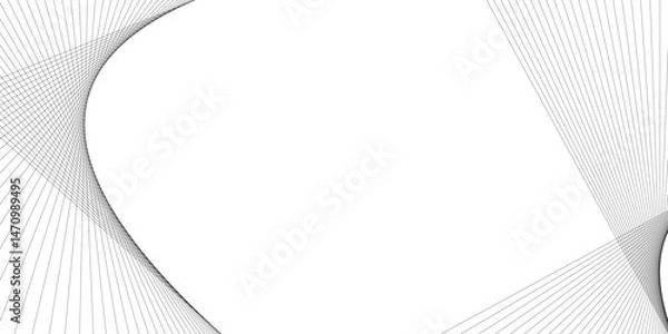 Fototapeta White wave curve lines banner background design. Abstract soft wave lines dynamic flowing gray light isolated background. Vector Illustration of the gray pattern of lines. Black stripes on white