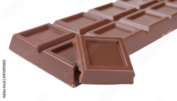 Obraz Closeup of chocolate bar isolated on white png