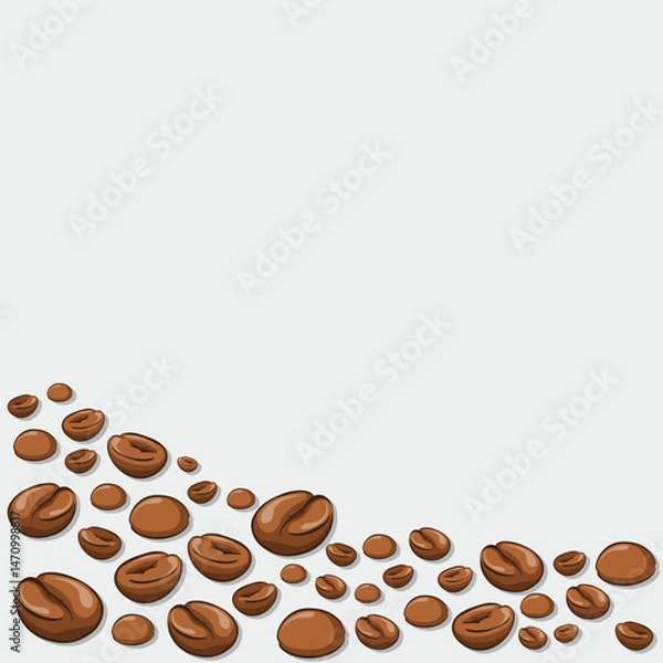 Obraz Coffee beans background. coffee background. Coffee beans in frames, border. Coffee Beans Illustration for packaging.