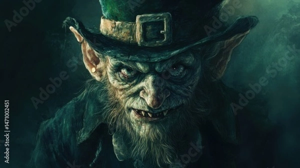 Fototapeta A Dark and Sinister Leprechaun: A Terrifying Depiction of Irish Folklore Reimagined