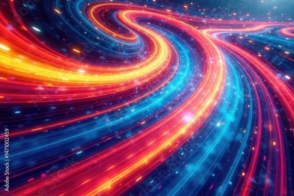 Fototapeta Abstract swirling colors creating a vibrant race track pattern , vibrant, racing