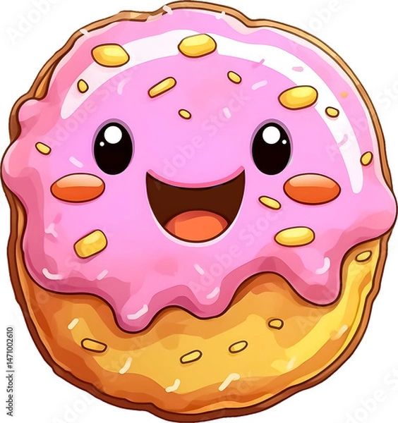 Fototapeta Pink munchkin donut with a cute expression