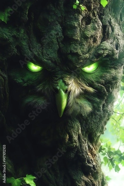 Fototapeta Tree Creature with Glowing Eyes