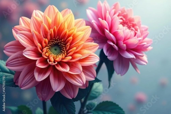 Obraz Densely layered petals, intertwined stems, rich color gradients , blossom, stems